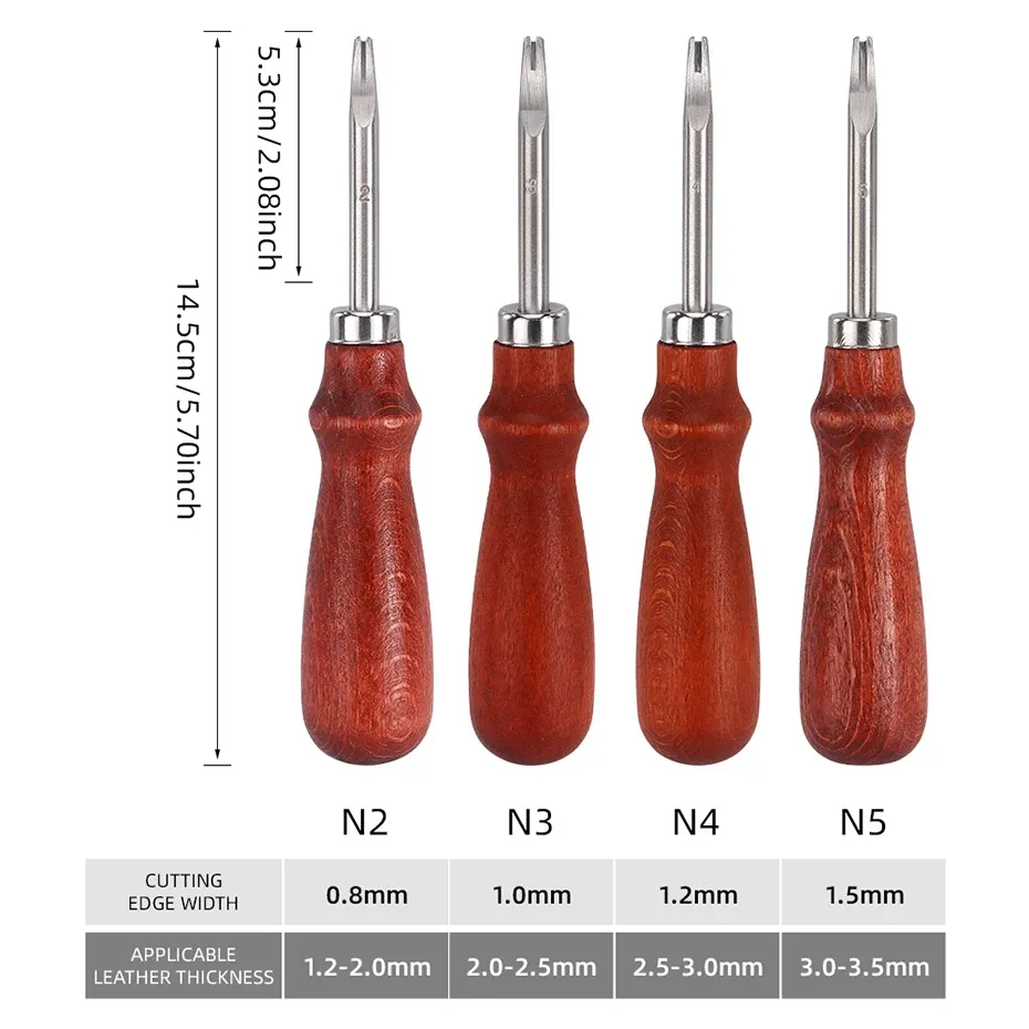Outil coupe chanfreinage bord cuir manche bois