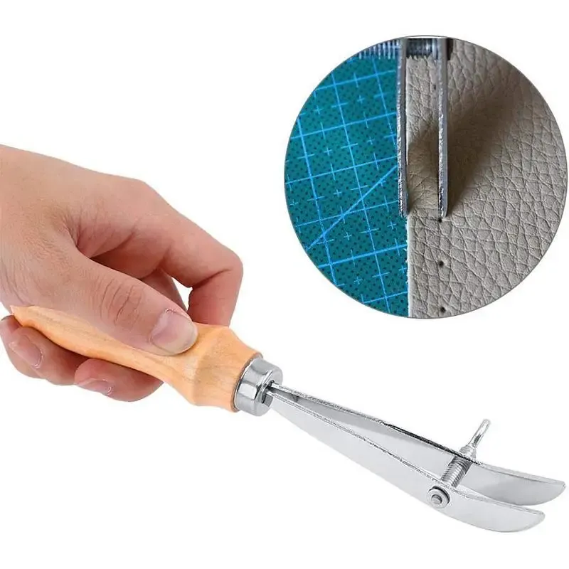 Outil de rainurage de bord en cuir réglable manche bois