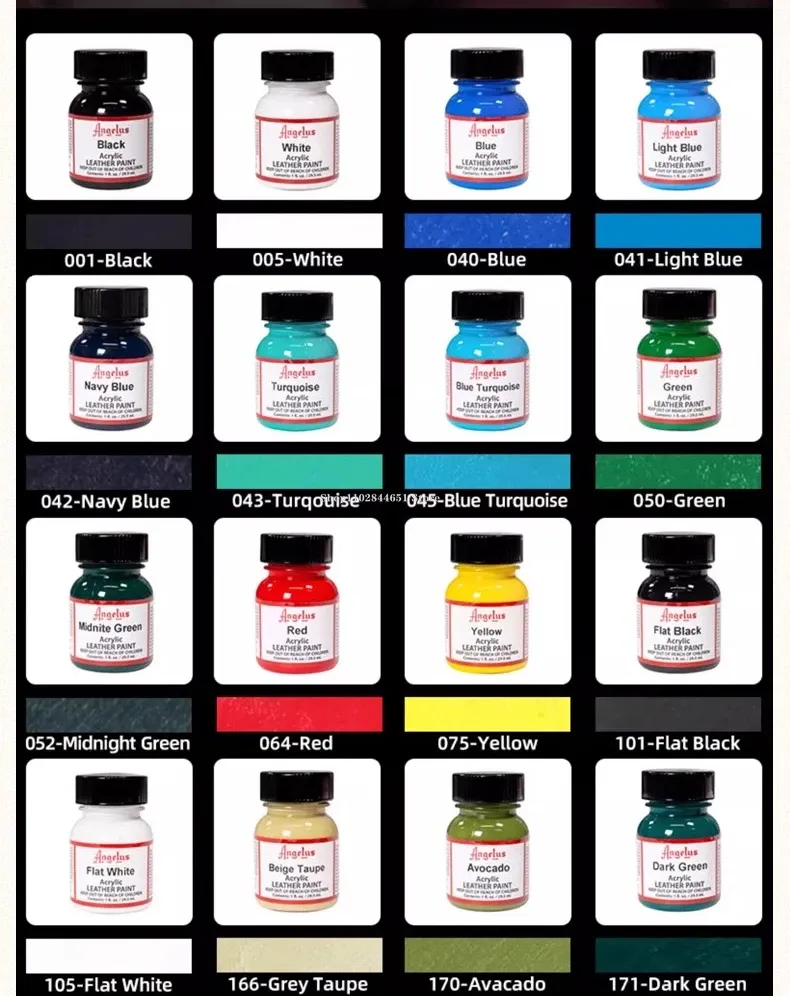 Peinture acrylique cuir 28 ml 18 couleurs pour sacs