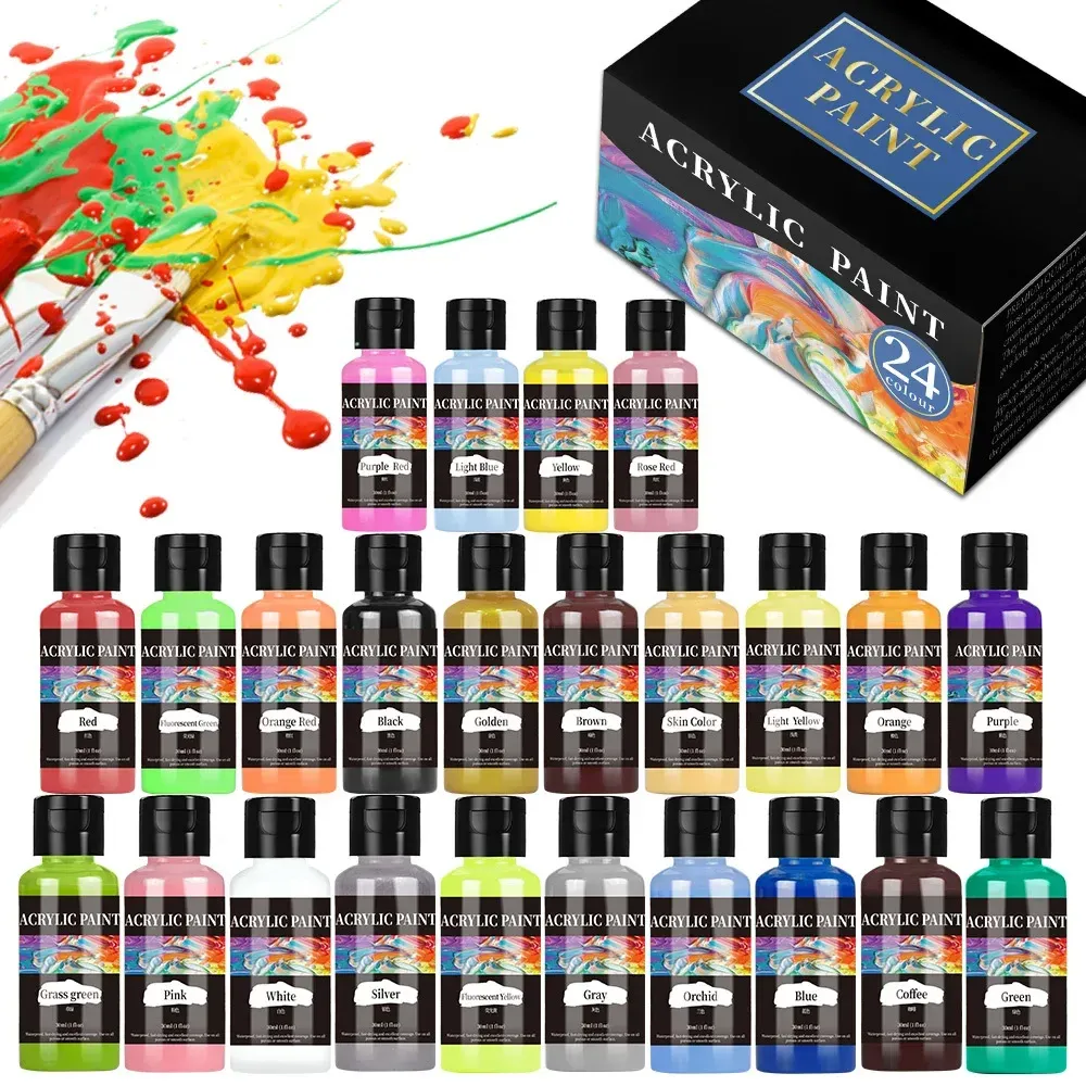 Peinture acrylique cuir 30 ml 24 couleurs pour bricolage