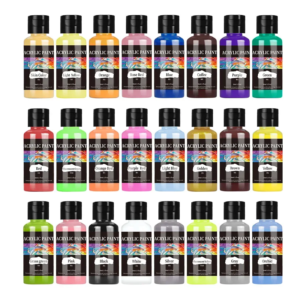 Peinture acrylique cuir 30 ml 24 couleurs pour bricolage