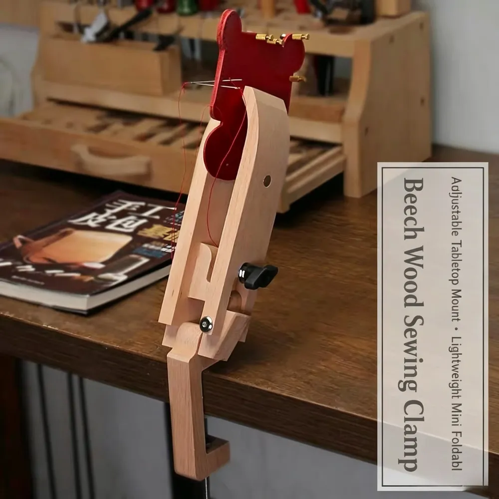 Pince à coudre en bois pliable pour cuir et travaux manuels