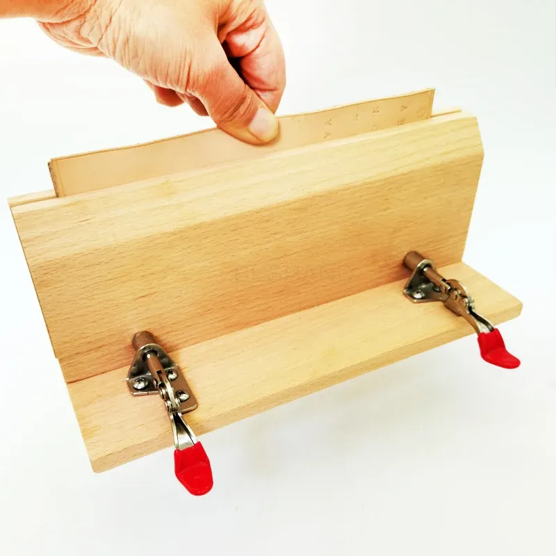 Pince à coudre horizontale en bois pour cuir