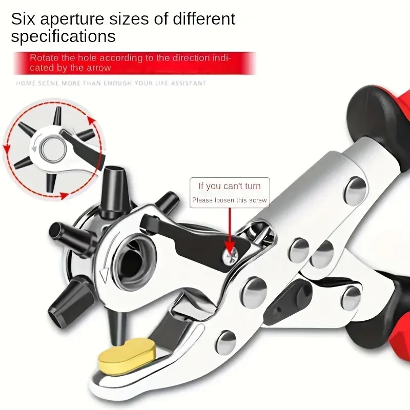Pince perforatrice rotative pour cuir, ceintures et sacs