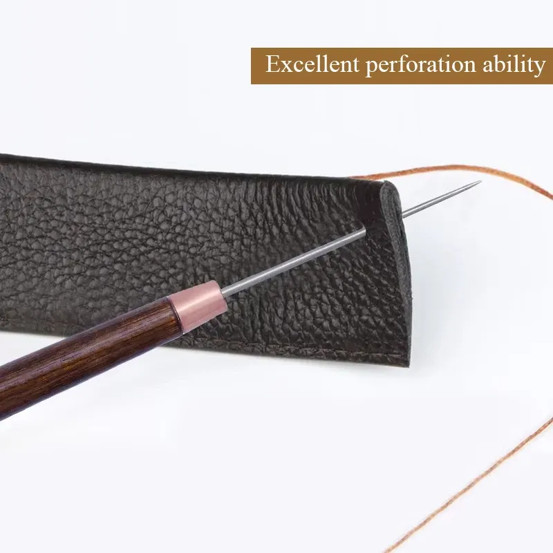 Poinçon à manche bois droit pour cuir et couture