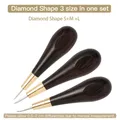 Poinçon couture cuir ébène et laiton, forme diamant – Couleur S-M-L-Diamond Awl