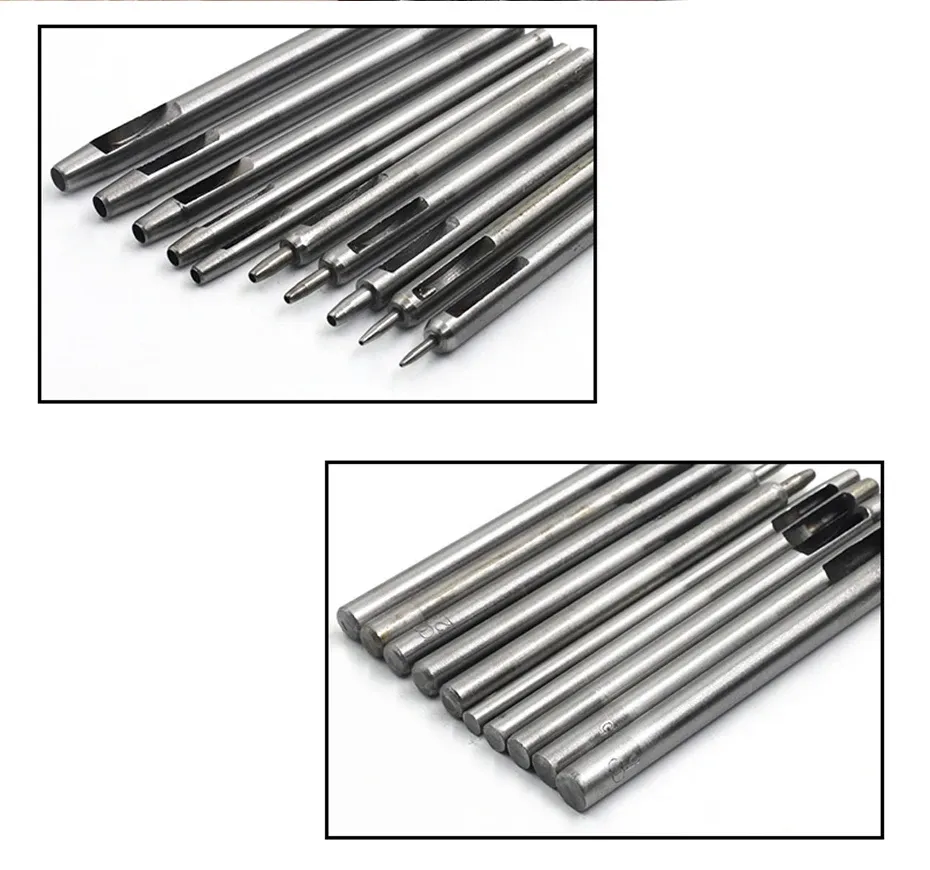Poinçon cuir rond 0,5 à 5 mm 10 pièces