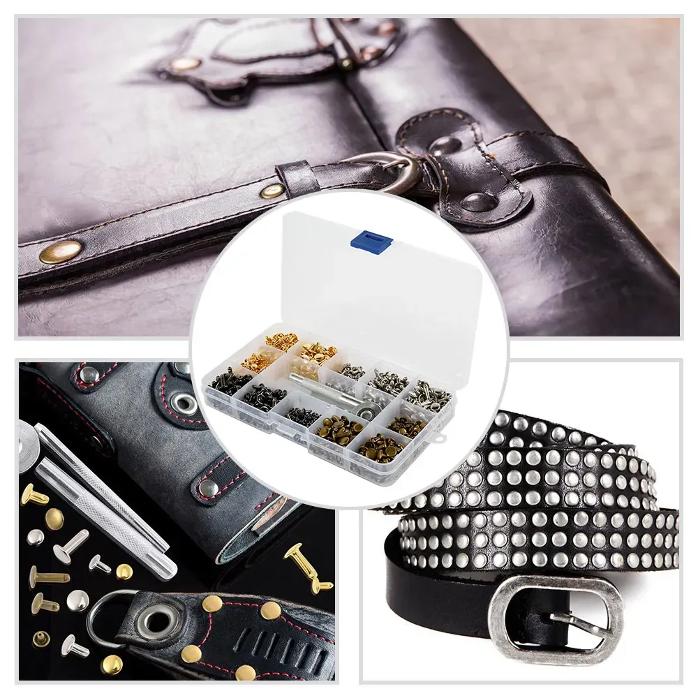 Rivets cuir double capuchon 360 pièces avec pince