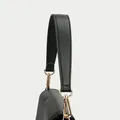 Sangle courte cuir pour sac à main boucle dorée – Couleur black 36cm