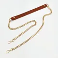 Sangle de sac bandoulière 115 cm en cuir PU et chaîne – Couleur Brun