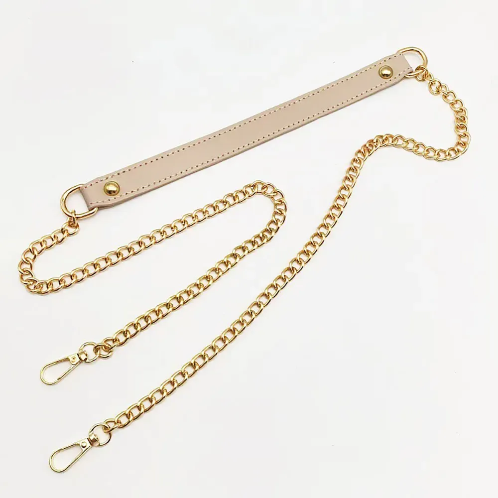 Sangle de sac bandoulière 115 cm en cuir PU et chaîne