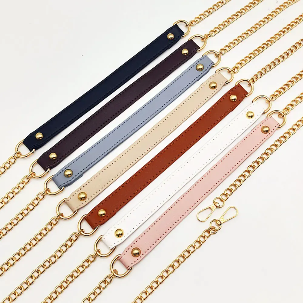 Sangle de sac bandoulière 115 cm en cuir PU et chaîne