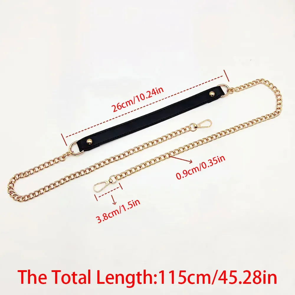 Sangle de sac bandoulière 115 cm en cuir PU et chaîne