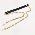 Sangle de sac bandoulière 115 cm en cuir PU et chaîne – Couleur noir