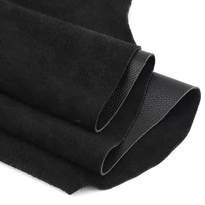 Tissu cuir de vachette motif litchi noir