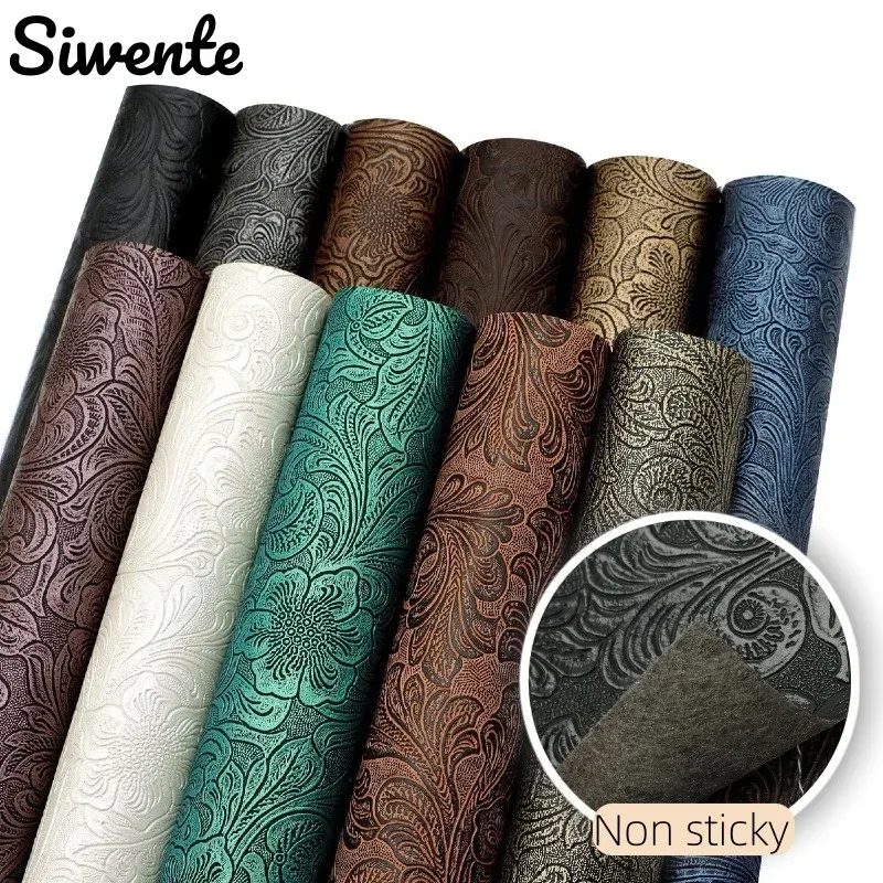 Tissu cuir floral épais 50 x 137 cm pour accessoires