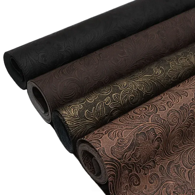 Tissu cuir floral épais 50 x 137 cm pour accessoires