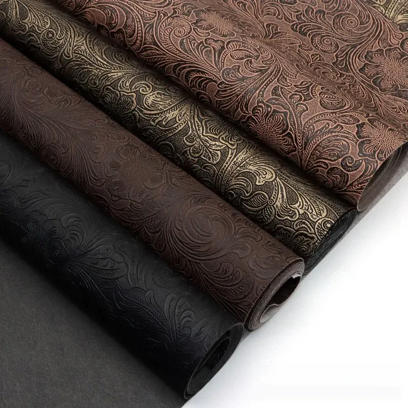 Tissu cuir floral épais 50 x 137 cm pour accessoires