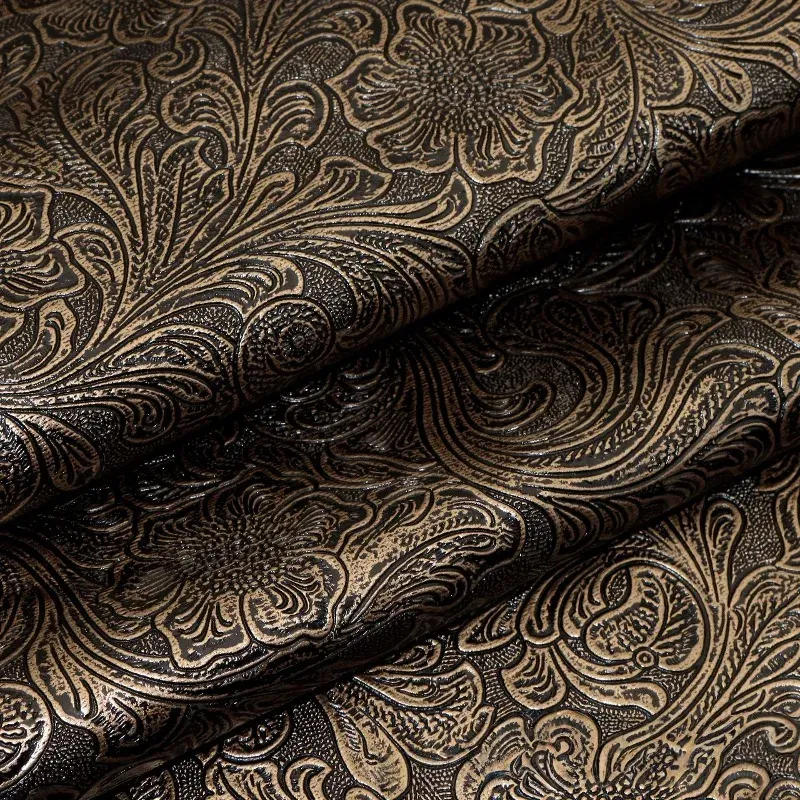 Tissu cuir floral épais 50 x 137 cm pour accessoires