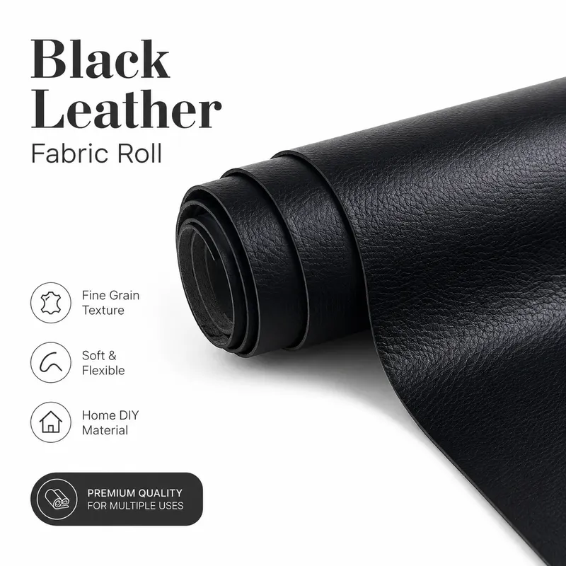 Tissu cuir PU noir 100 x 137 cm pour loisirs créatifs