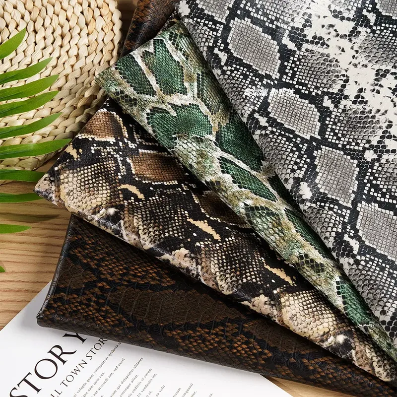 Tissu PU motif serpent 3D pour vêtement