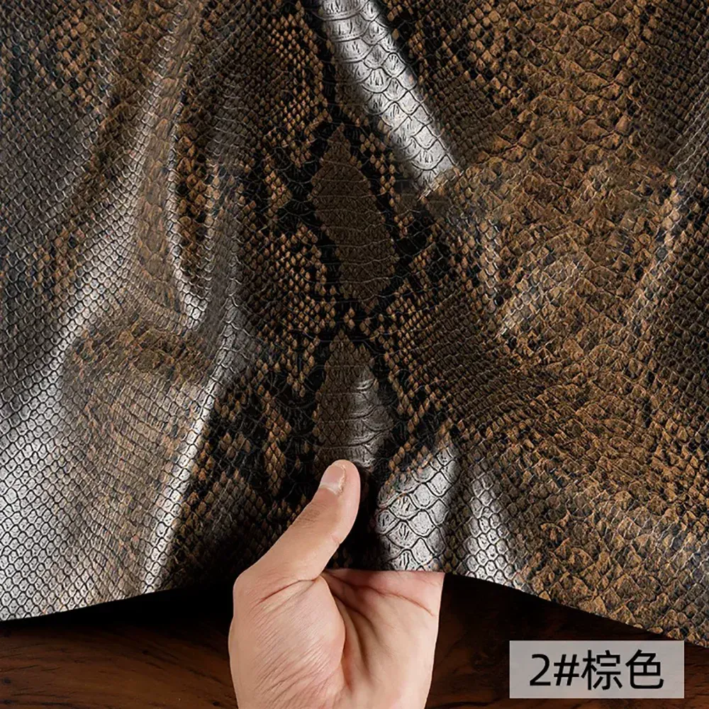Tissu PU motif serpent 3D pour vêtement