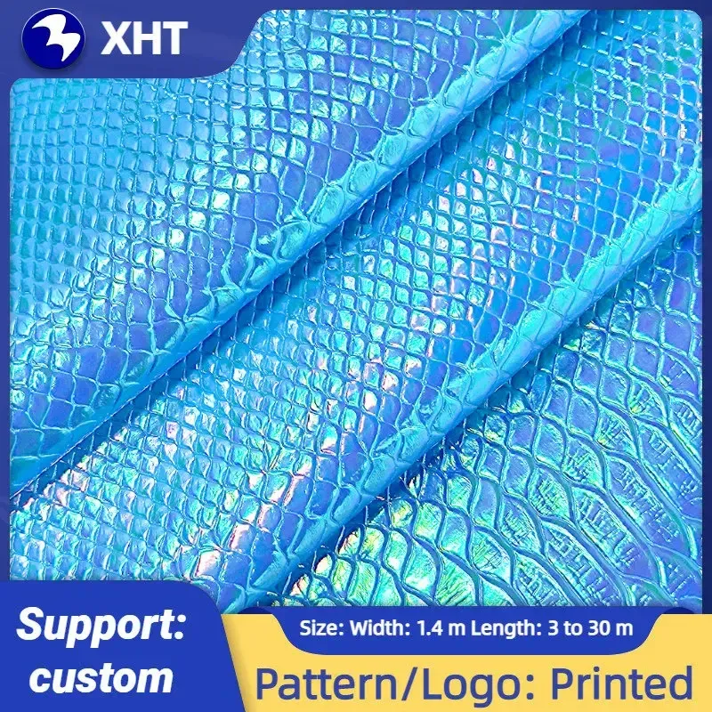 Tissu similicuir PU crocodile 30 x 135 cm holographique