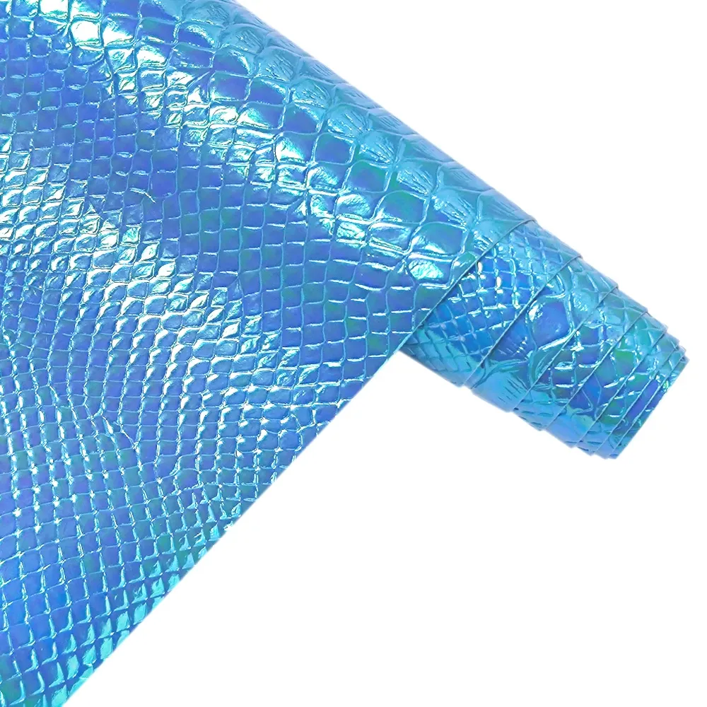 Tissu similicuir PU crocodile 30 x 135 cm holographique