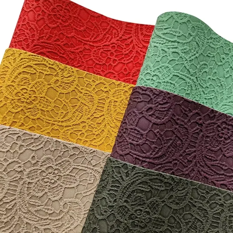 Tissu similicuir PU dentelle 1-G1224A à 5-G1224E gaufré