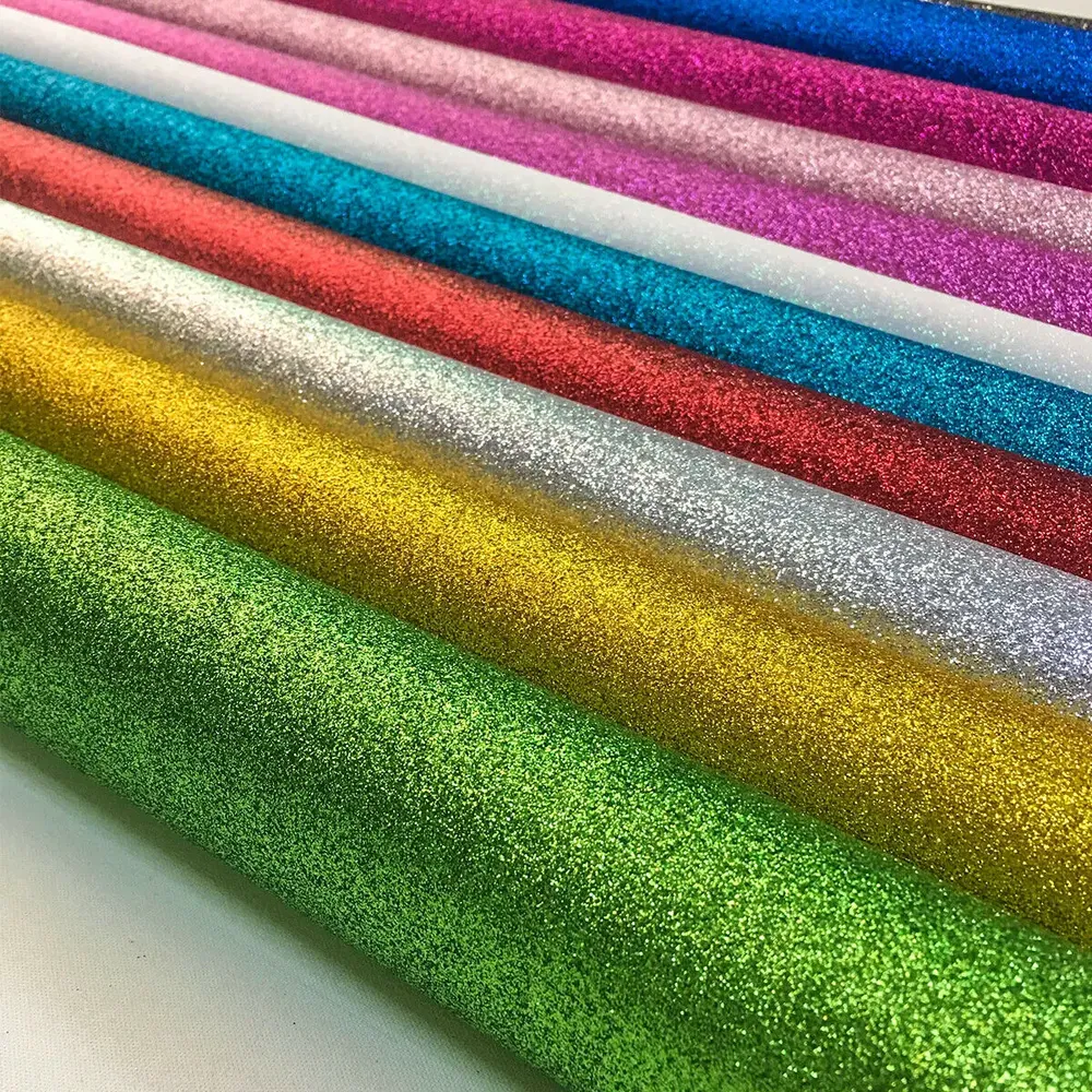 Tissu similicuir PU paillettes 20 x 135 cm brillant